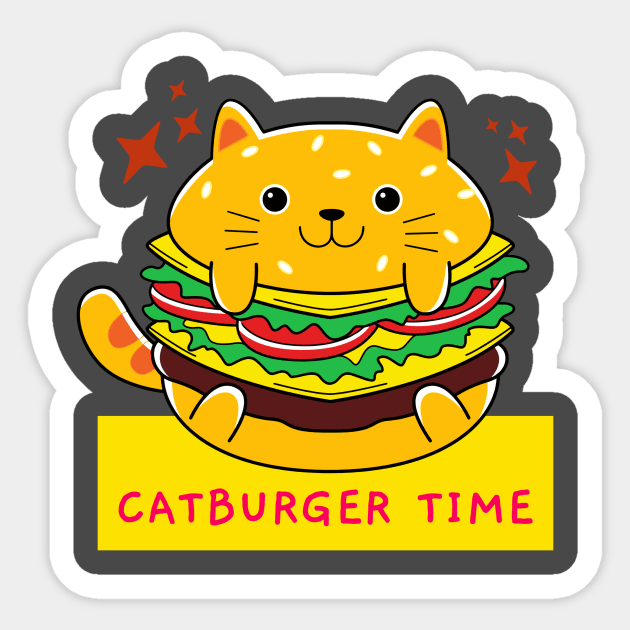 National Cheeseburger Day- Cute Catburger Sticker by Rhythmic Designs